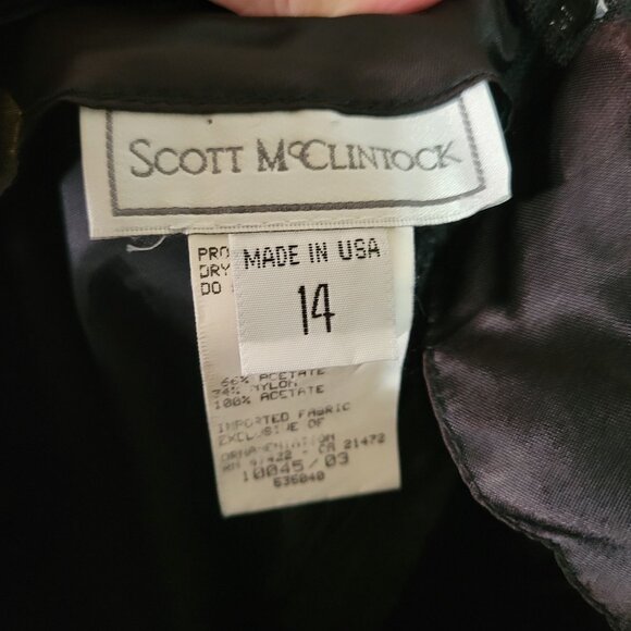 Vintage 90s Y2K sz 8 Square Neck Sleeveless Scott McClintock Black Velvet Dress - Picture 5 of 6